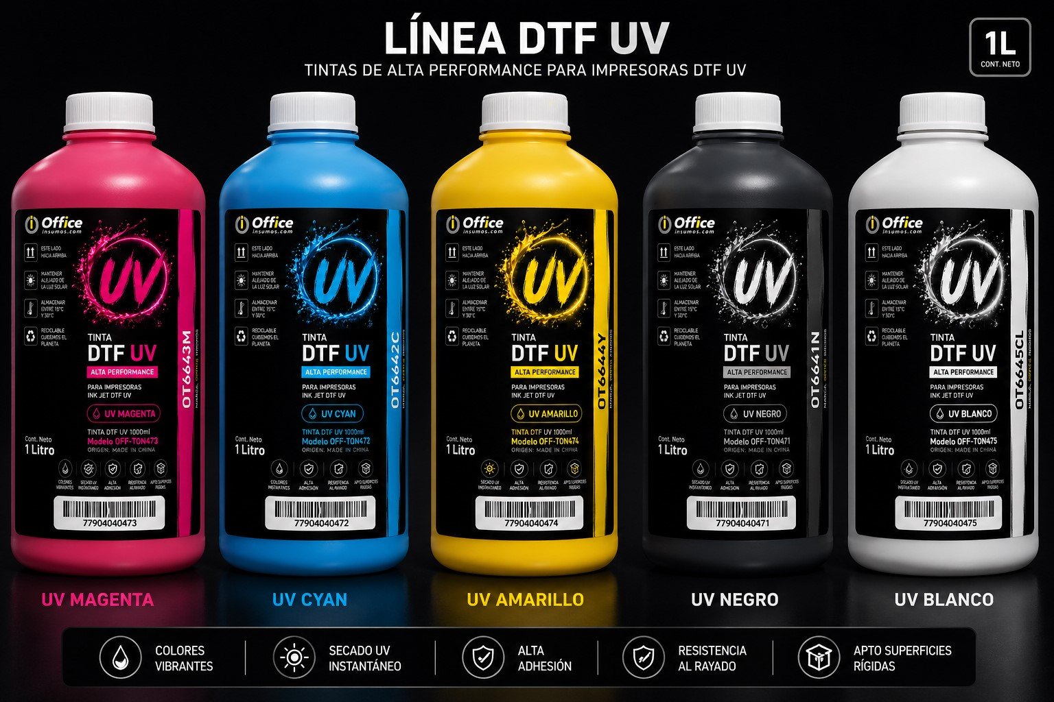 TINTA DTF UV -C- CYAN PREMIUM 500CC - OFFICE INSUMOS (ALTA ADHERENCIA MULTISUPERFICIE)
OFF-UV472